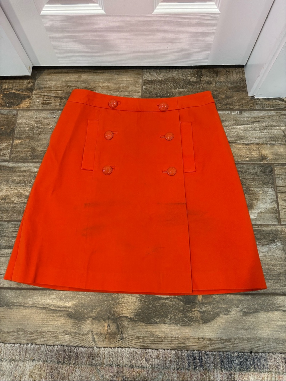 Brooks Brothers Vibrant Orange Double-Breasted Mini Skirt